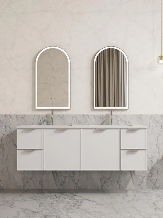 Aura Iron Arch Framed LED Mirror – Front & Backlit Smart touch free controls 600*900mm LFMAR6090-MB/BG/BN/GM