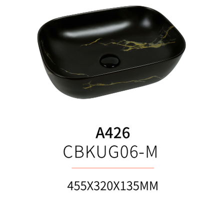 Rectangular Premium Ceramic Marble Above-Counter Basin 455*320*165mm