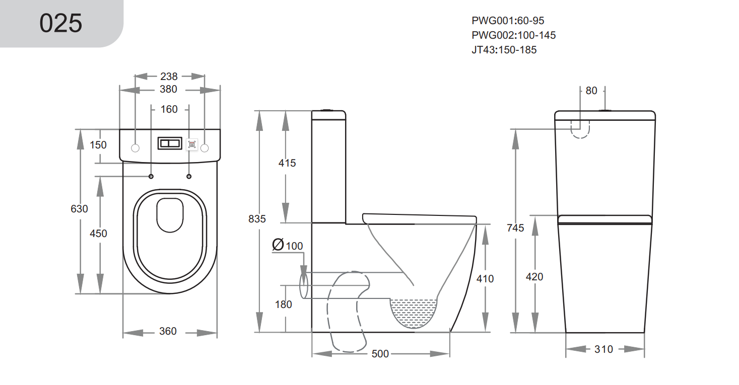 Tahlia Tornado Flush BTW Rimless Toilet Suite 630*380*835mm