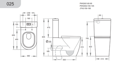 Tahlia Tornado Flush BTW Rimless Toilet Suite 630*380*835mm