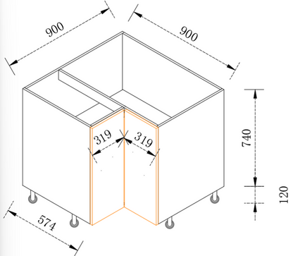 Floor Corner Cabinet - Cabinet Only, No Door Panel