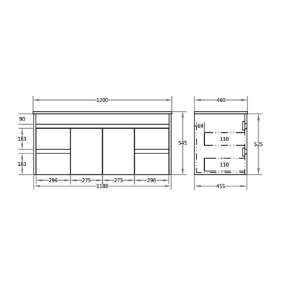 Arctic Gloss PVC Vanity 1200*460*550mm
