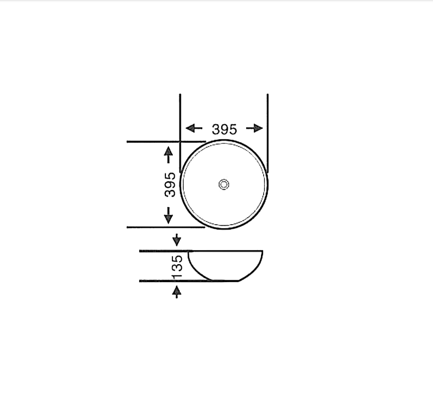 Above Counter Basin 395*395*135mm LH-BS30-395MW