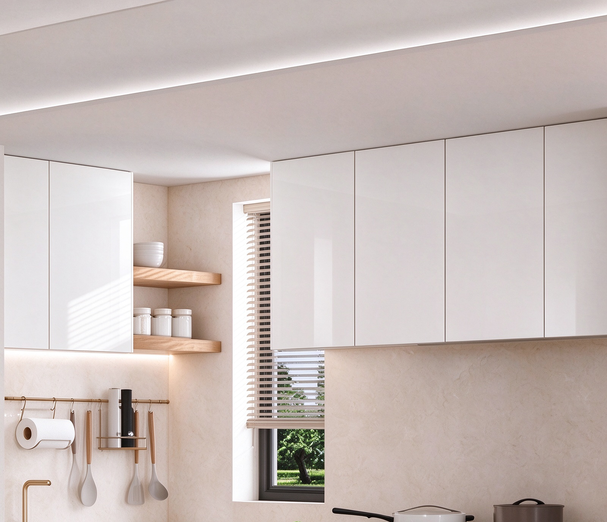 Kitchen Overhead Wall Cabinet Cupboard 700mm Hight Unit Combination Pure Color