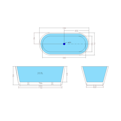 Elysia Freestanding Bath 1200/1300mm