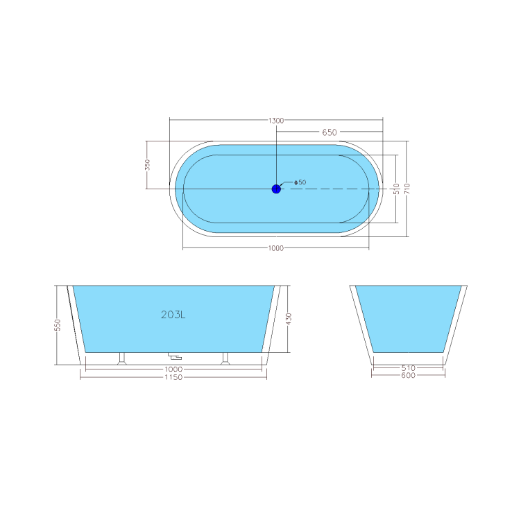 Elysia Freestanding Bath 1200/1300mm
