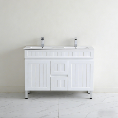 Ceto ACACIA 1200*460*860mm double bowl free standing Matte White Vanity