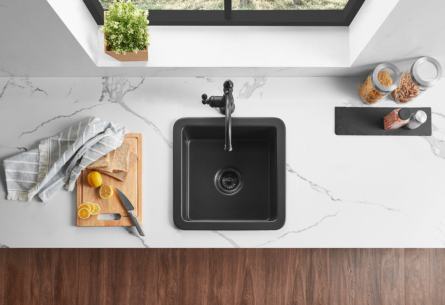 457-810mm Camden Fireclay Square insert/undermound Sink FCS457GW/MB FCS677GW/MB FCS810GW/MB