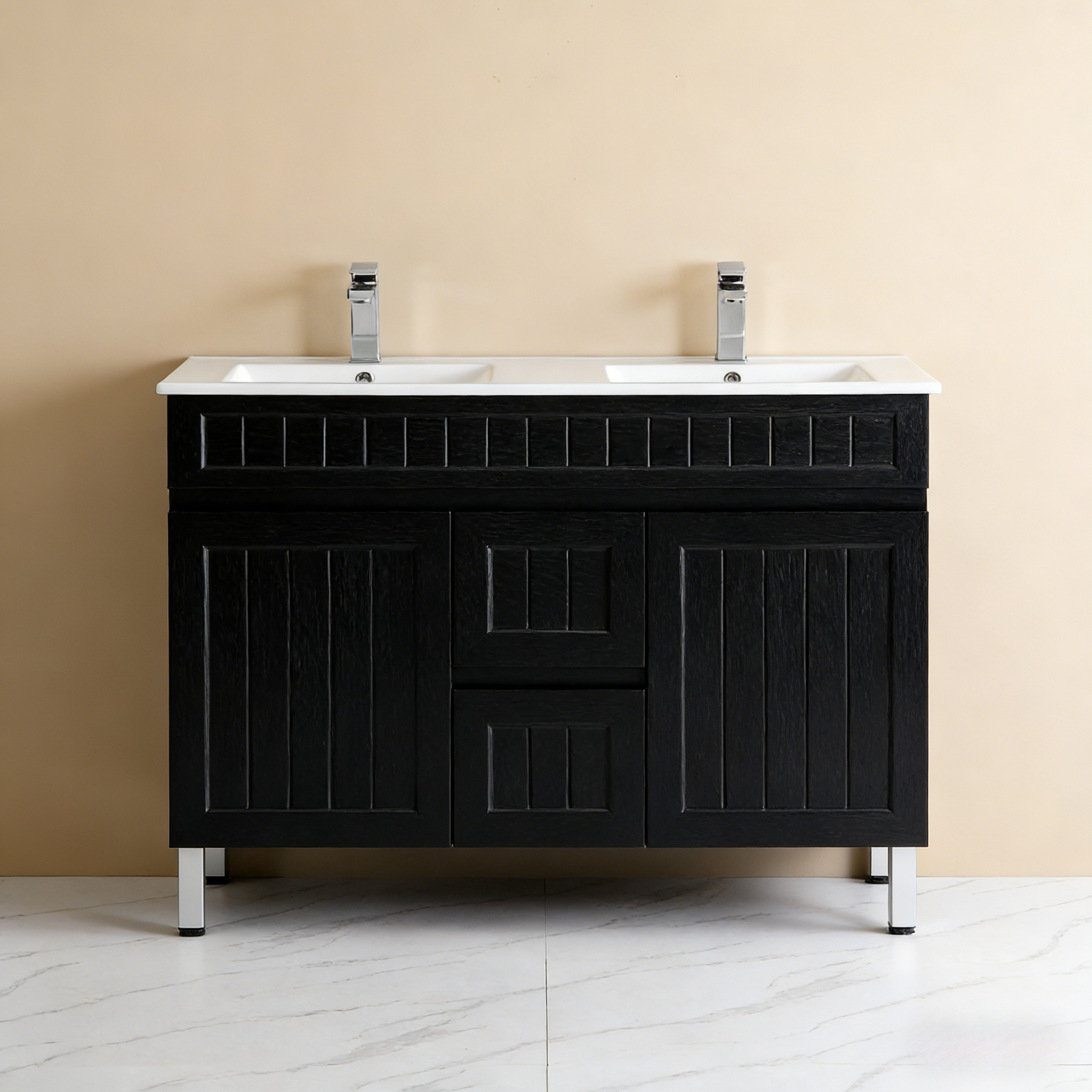 Ceto ACACIA 1200*460*860mm double bowl free standing Matte black Vanity