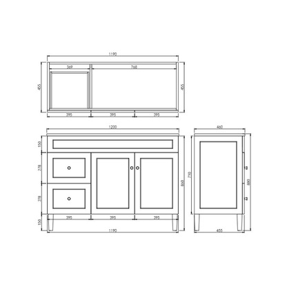 Ashford Floor PVC Cabinet Soft Closing Doors 1190/1500mm