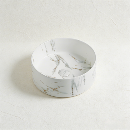 Matte White with gold Vein Basin Alabaster 394*394*115mm