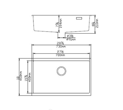 730*460*226mm Quartz Undermount Kitchen Sink QKS7346-MB/MW
