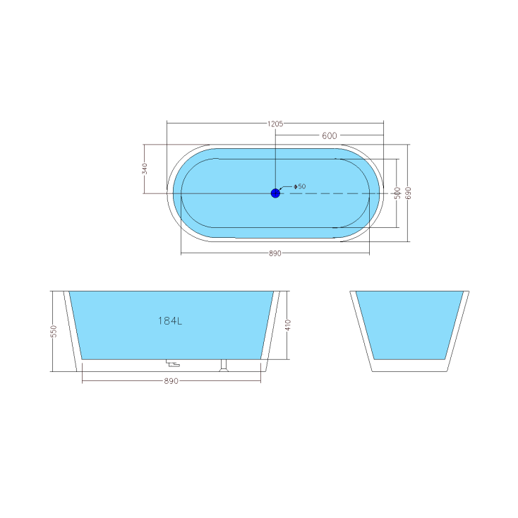 Elysia Freestanding Bath 1200/1300mm