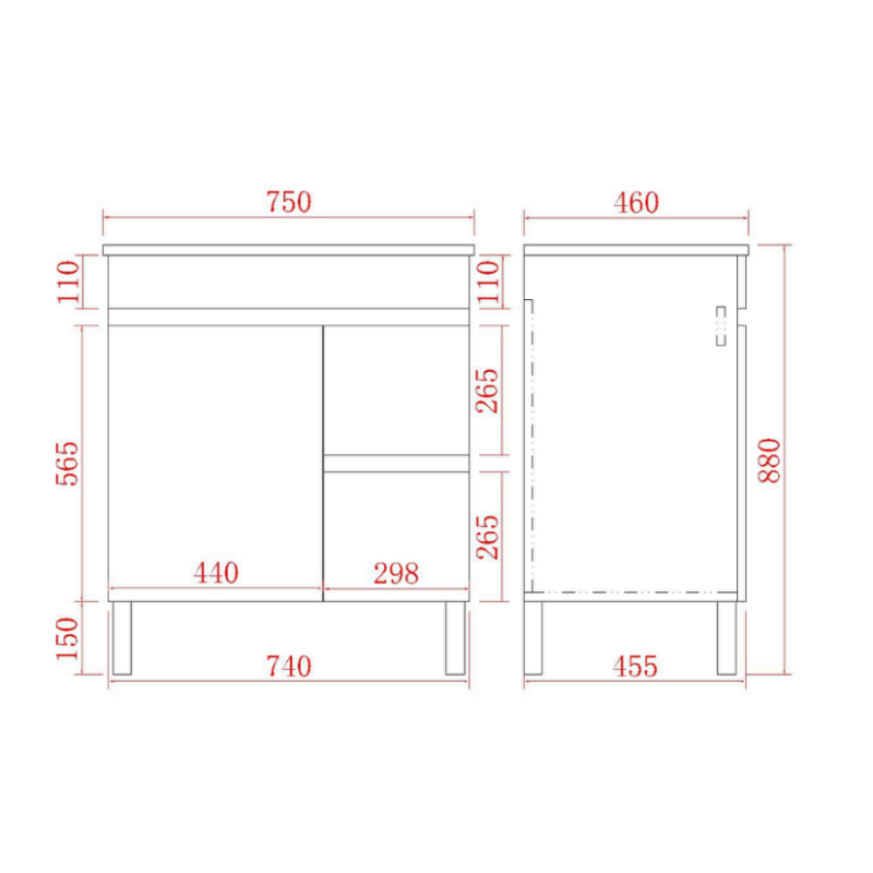 Leg Vanity Cabinet (PVC Material) 600/750/900mm