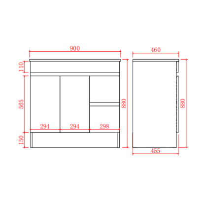 Leg Vanity Cabinet (PVC Material) 600/750/900mm