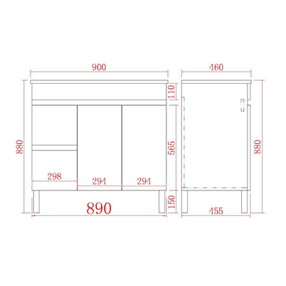 Leg Vanity Cabinet (PVC Material) 600/750/900mm