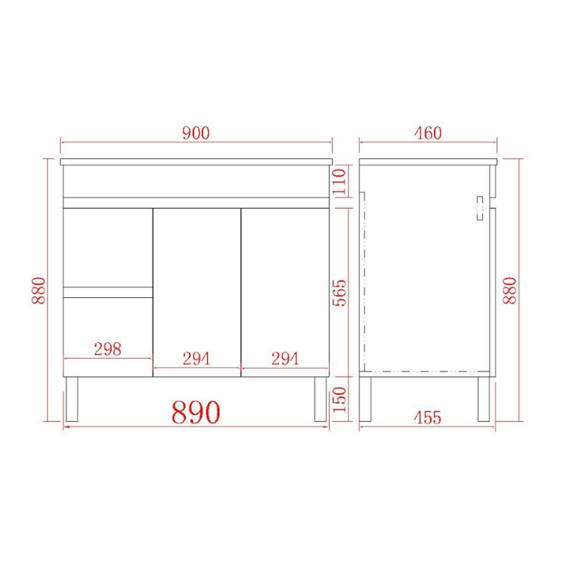 Leg Vanity Cabinet (PVC Material) 600/750/900mm