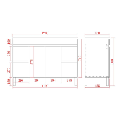 Furniture-Style Leg Vanity 1200/1500mm