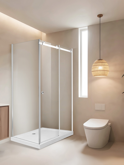 Framed Shower Screen L-Shaped Side Panel Glass Package C