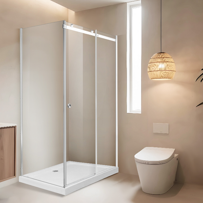 Framed Shower Screen L-Shaped Side Panel Glass Package C