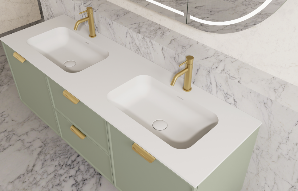 Vivid Pulse Wall Hung PVC Cabinet with Soft closing Soft closing Central door and Side Drawers 1490*455*480mm HCM1521W-MB/MW/MG