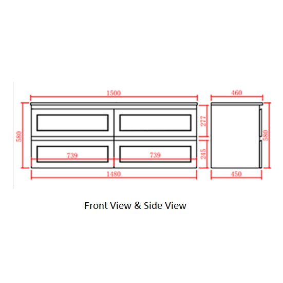 Cielo Wall-Mounted  Vanity 1500*460*580mm Matte White