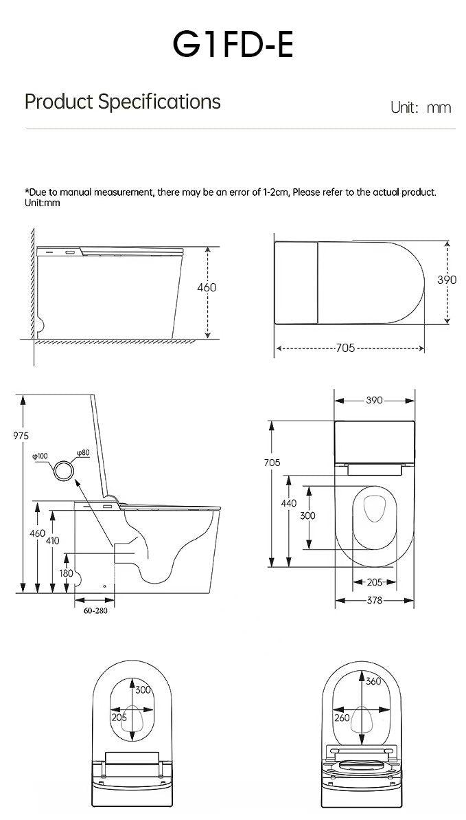 Benton Smart Bidet Toilet Seat with Dual Wash 705*390*460mm