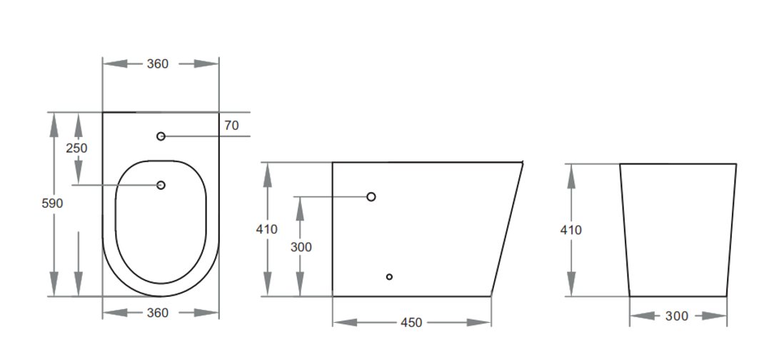 Lustro Back-to-Wall Bidet 590*360*410mm