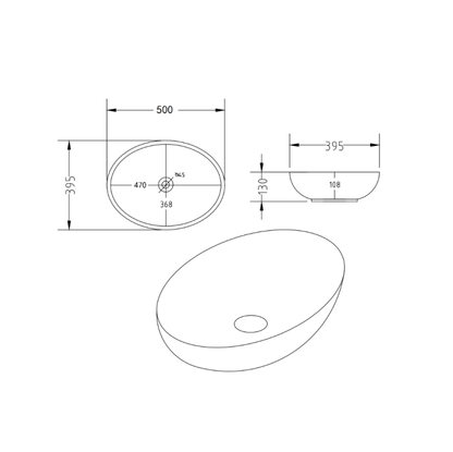 Above Counter Basin 505*395*135mm