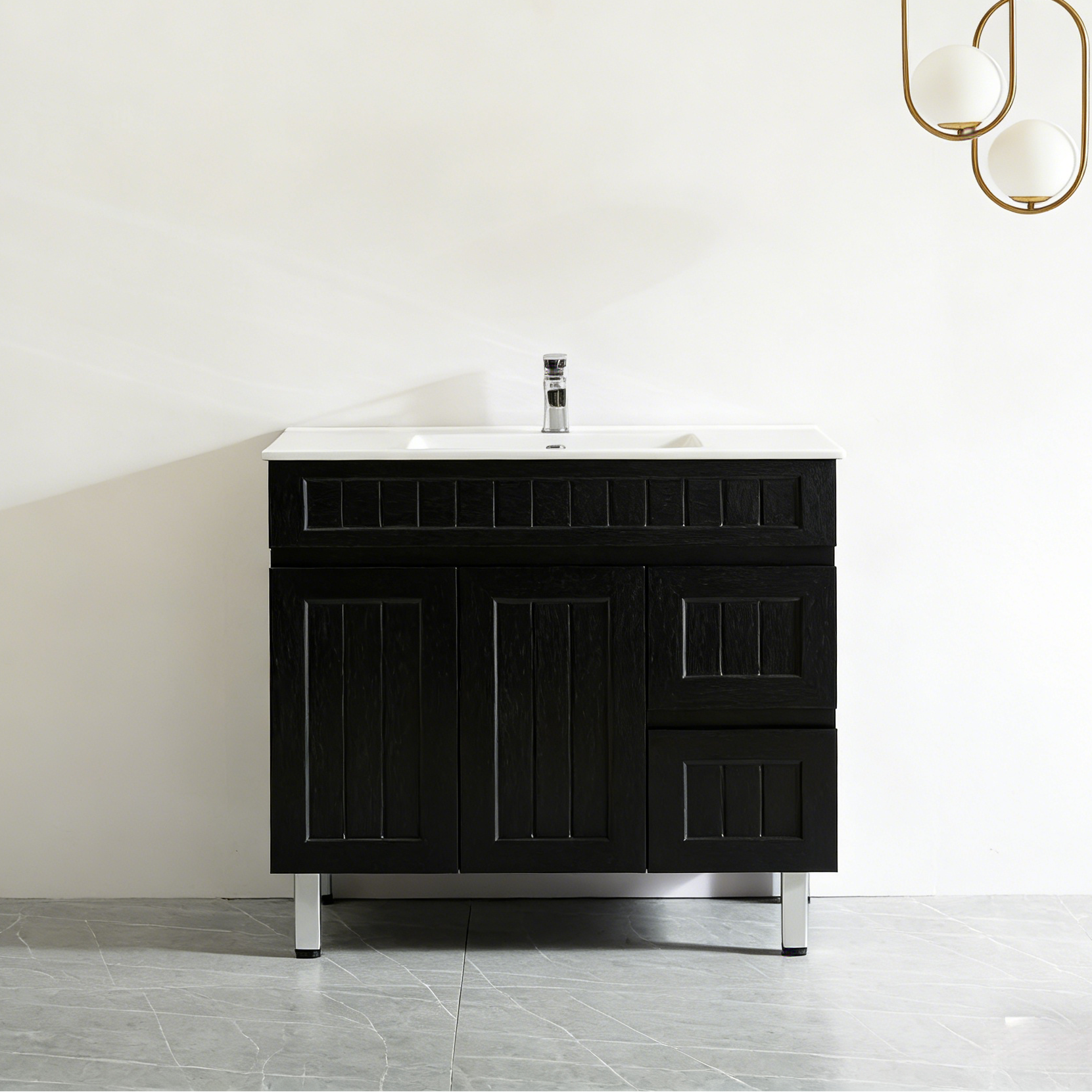 Ceto ACACIA 900*460*880mm  Floor Standing Vanity Matte Black Right Drawers