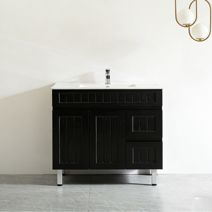 Haven Wood 900*460*880mm  Floor Standing Vanity Matte Black Right Drawers