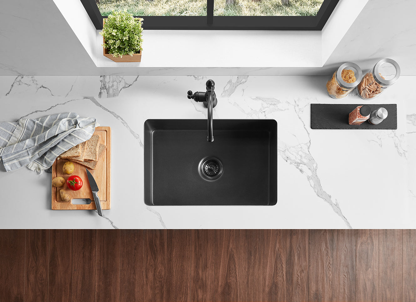 457-810mm Camden Fireclay Square insert/undermound Sink FCS457GW/MB FCS677GW/MB FCS810GW/MB