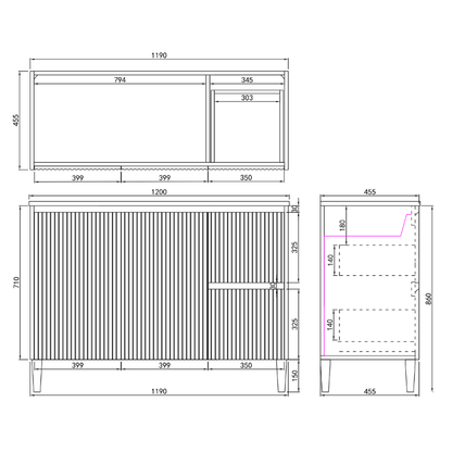 Meridian  Floor Vanity 1190*455*860mm/1500*460*860mm