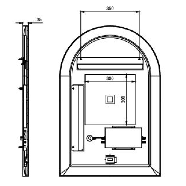 Iron Arch Framed LED Bathroom Mirror – Front & Backlit Smart Touch-Free Controls 600×900mm