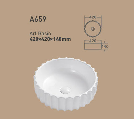 VITO Oslo Fluted Round Ceramic Above-Counter Basin 420*420*140mm
