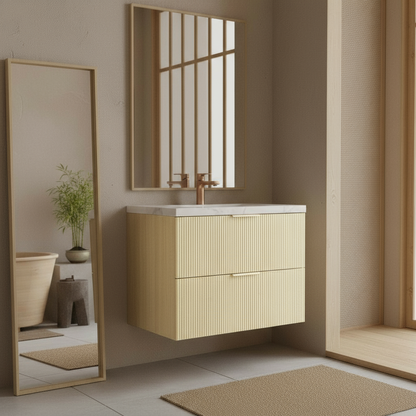 Axiom Haven Fluted Wall-Mounted  PVC Cabinet with Soft closing drawers 590-1490mm