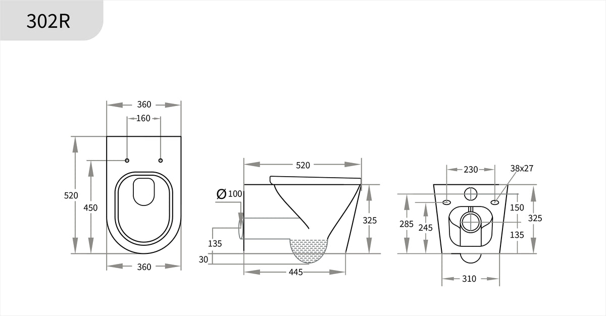 Avis Rimless Wall-hung Toilet 520*360*325mm(Matte White/Matte Black)