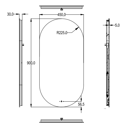 Backlit LED Bathroom Mirror – Smart Touch Control 450*900mm