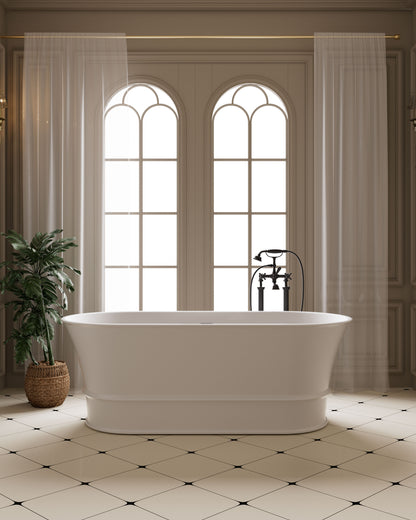 1500mm X 700mm X 680mm Oval Solid Surface Stone Bathtub Freestanding Harrington CHBT1500MW