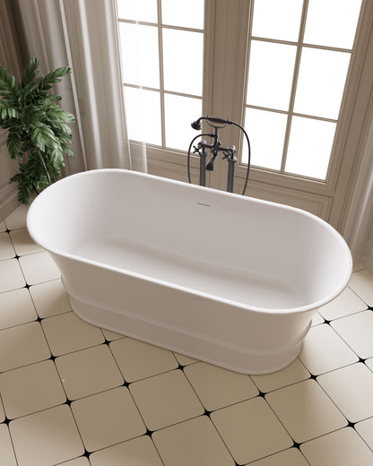 1500mm X 700mm X 680mm Oval Solid Surface Stone Bathtub Freestanding Harrington CHBT1500MW