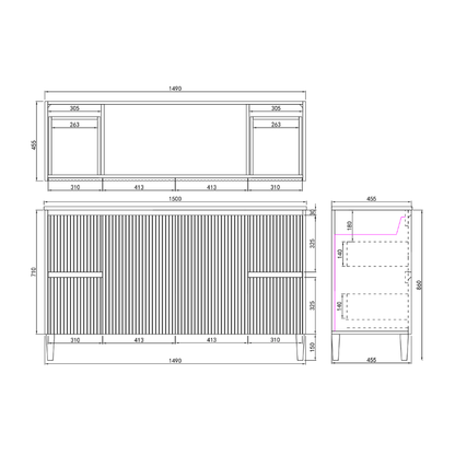 Meridian  Floor Vanity 1190*455*860mm/1500*460*860mm