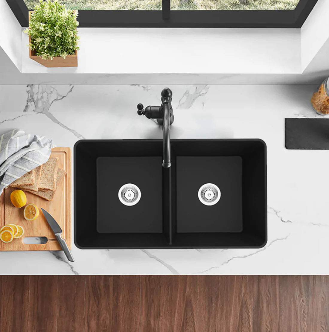 Quartz FARMHOUSE Kitchen Sink 838*482*262mm