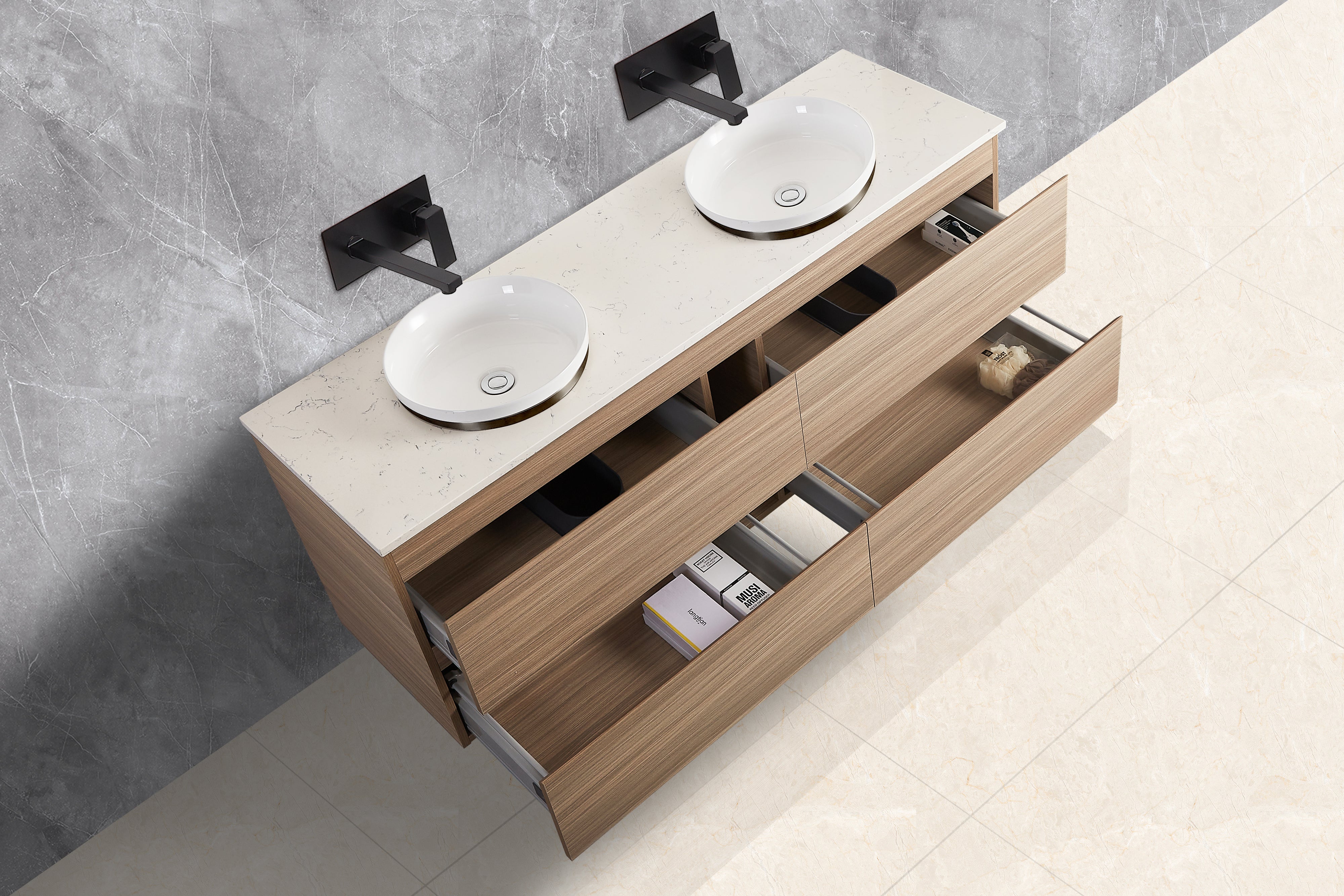 PVC Wall-Mounted Vanity Cabinet 1200/1500mm(4 Drawers)