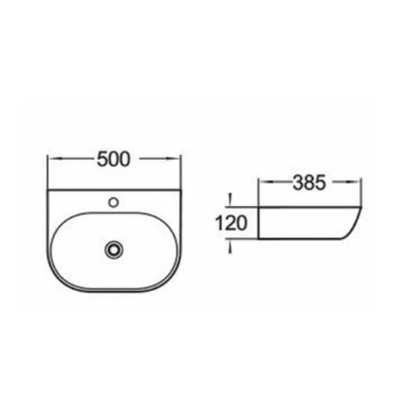 Wall-Hung Ceramic Basin 500*385*120mm