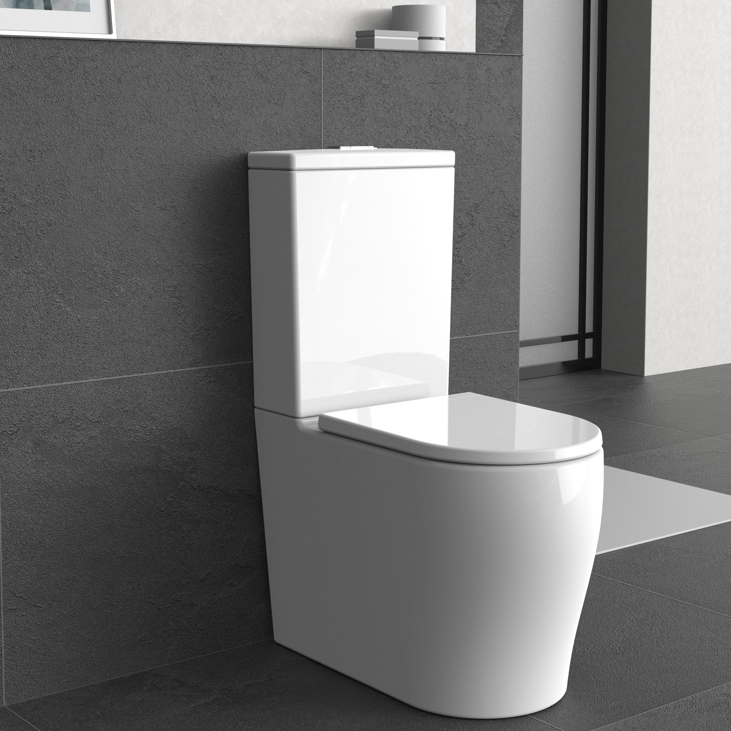 660*385*870mm Back to Wall Zeus Rimless Tornado Toilet Suite LUX028/LUX028 + SMBD01 Trap Included