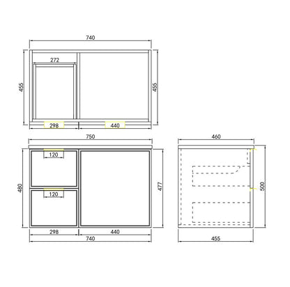 Vivid Pulse Wall Hung PVC Cabinet with Soft closing doors 590/740/890mm