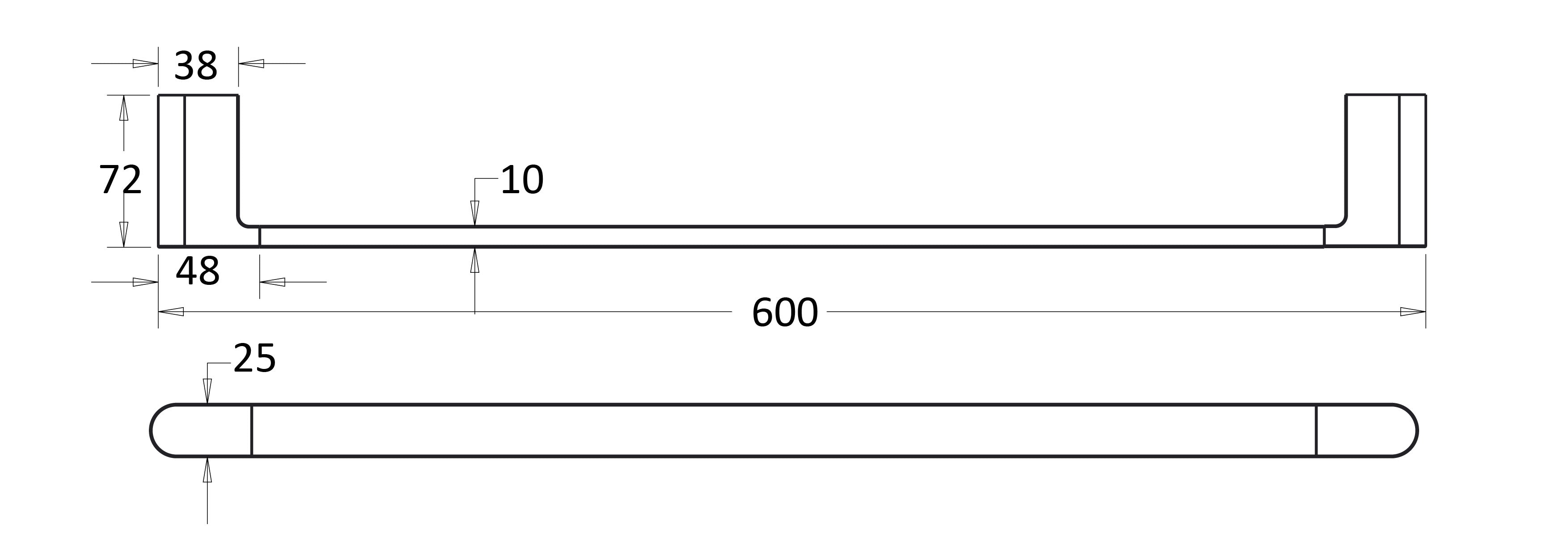 Stella Single Towel Rail 600mm