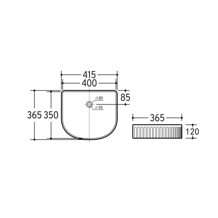 Floe Ribbed Arch Console Basin 415*365*120mm