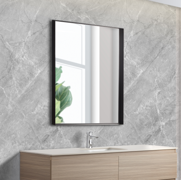 Matte Black Aluminum Framed Bathroom Mirror – 450-1200mm Wall Mounted