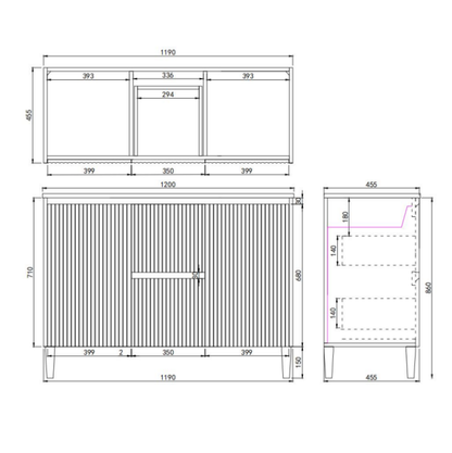 Brighton Floor Vanity 1200*460*880mm Matte White